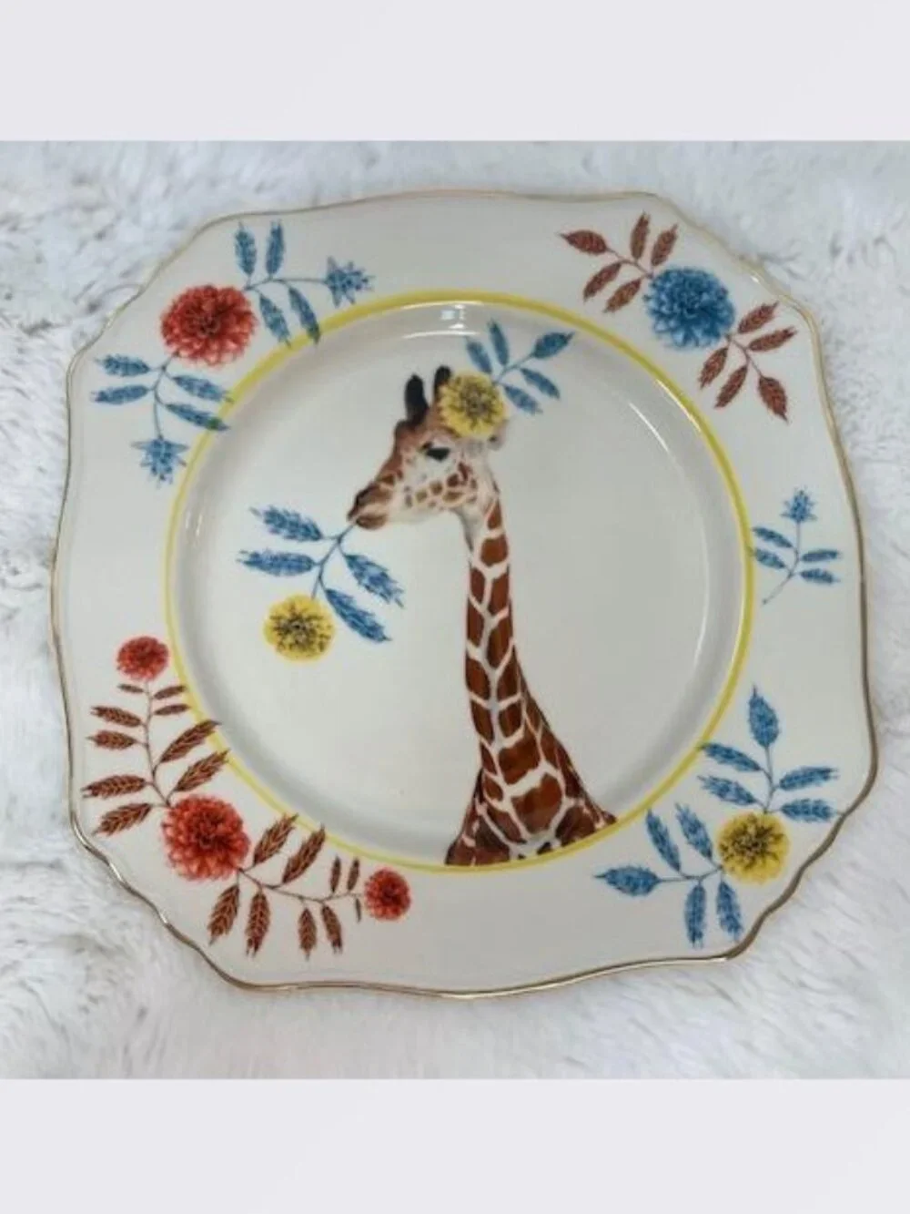 Anthropologie Lou Rota Mother Nature Dessert Plate with Giraffe - New